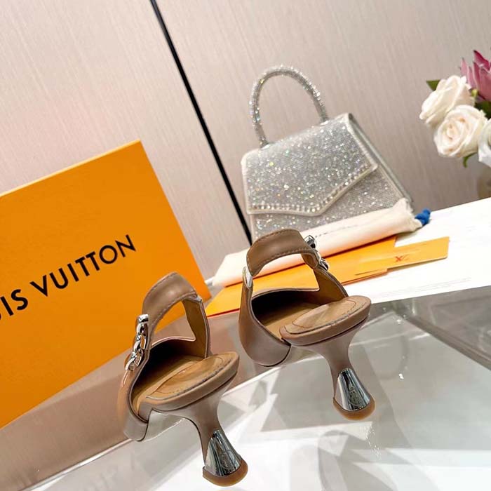 Louis Vuitton LV Women Sparkle Slingback Pump Sandy Calf Leather Elasticized 6.5 Cm Heel