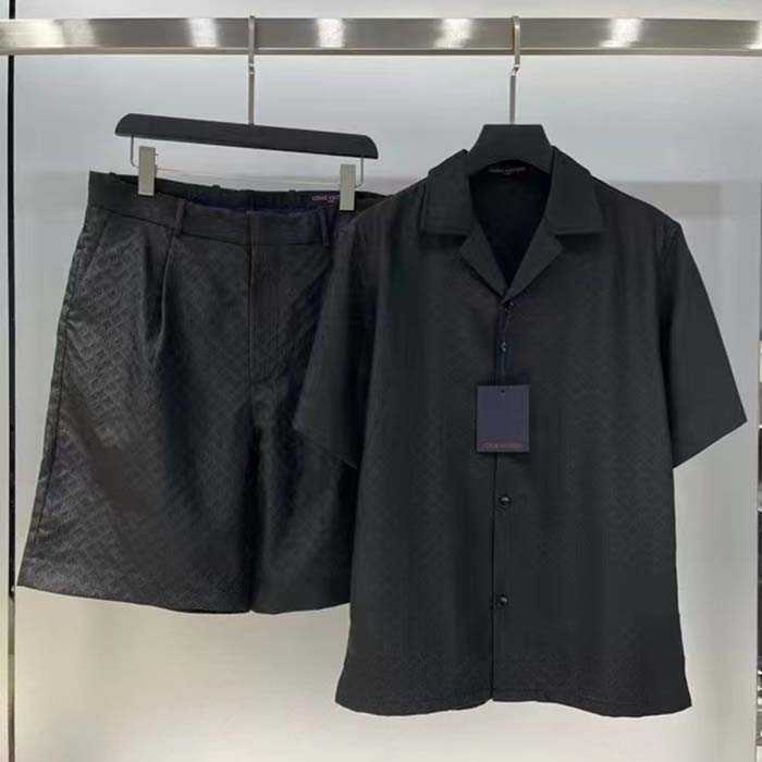 Louis Vuitton Women LV Mini Monogram Silk Blend Short-Sleeved Shirt Black 1ABJL3