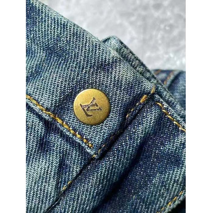 Louis Vuitton Men LV Workwear Denim Jacket Regular Fit Monogram Indigo Cotton 1ABJ7A