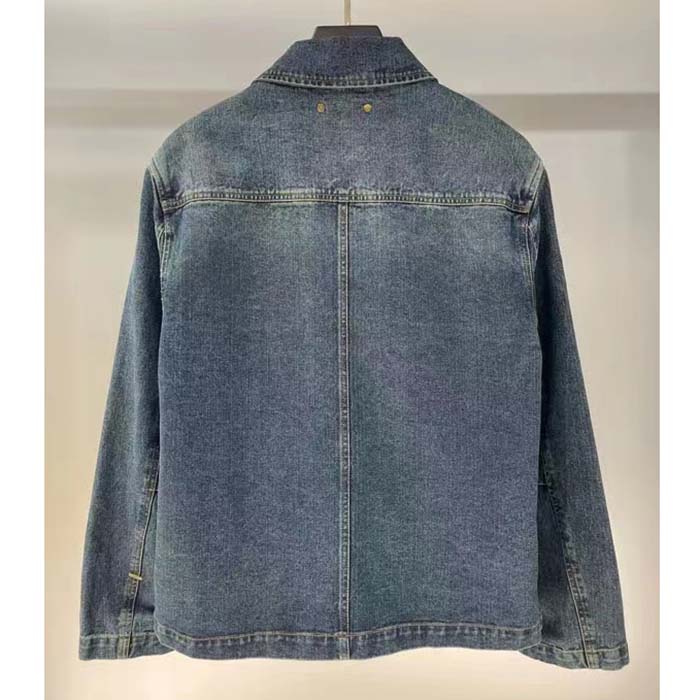 Louis Vuitton Men LV Workwear Denim Jacket Regular Fit Monogram Indigo Cotton 1ABJ7A