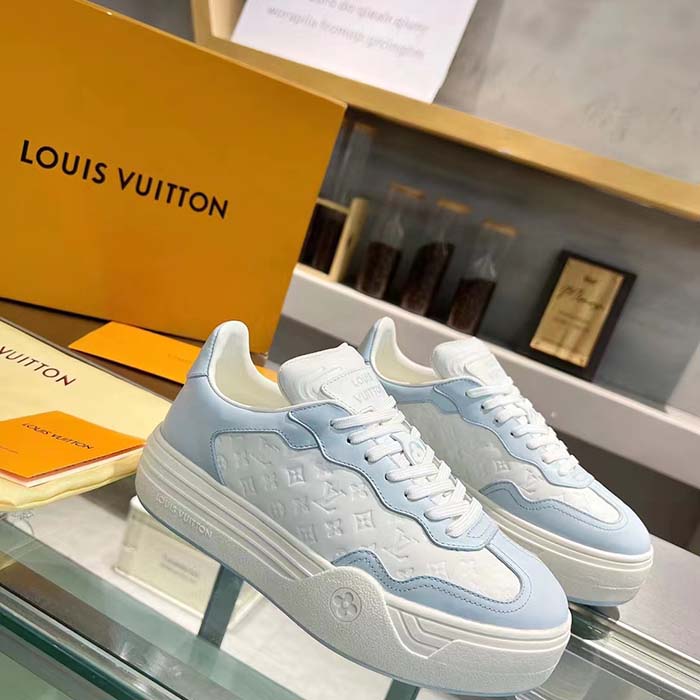 Louis Vuitton Unisex LV Groovy Platform Sneaker Blue Monogram Calf Leather 1ACL28