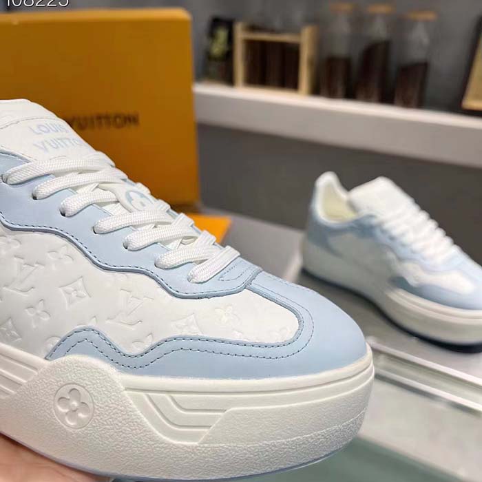 Louis Vuitton Unisex LV Groovy Platform Sneaker Blue Monogram Calf Leather 1ACL28
