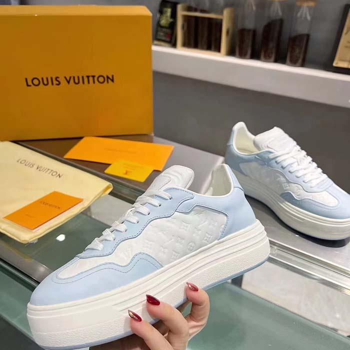 Louis Vuitton Unisex LV Groovy Platform Sneaker Blue Monogram Calf Leather 1ACL28
