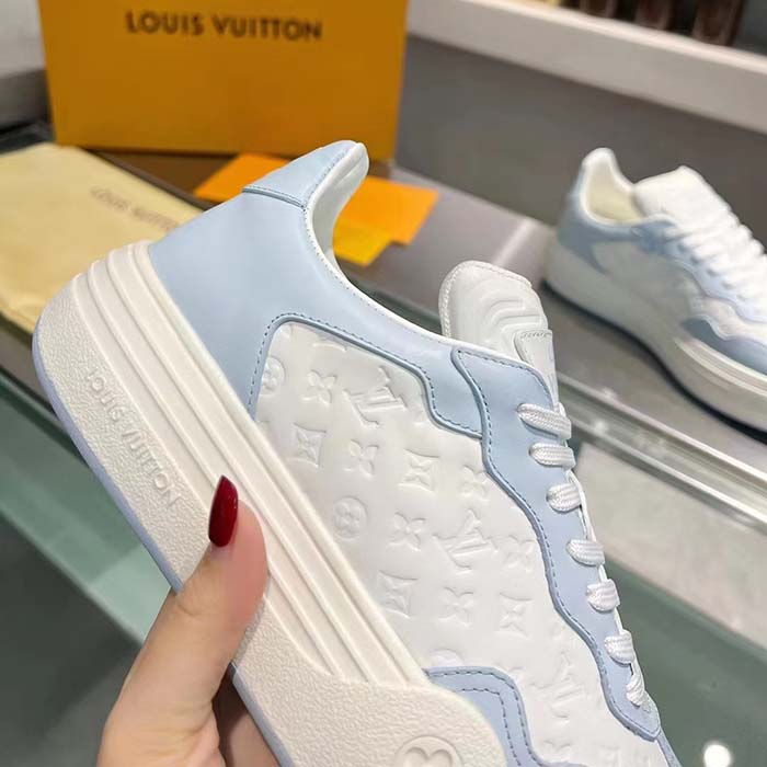 Louis Vuitton Unisex LV Groovy Platform Sneaker Blue Monogram Calf Leather 1ACL28