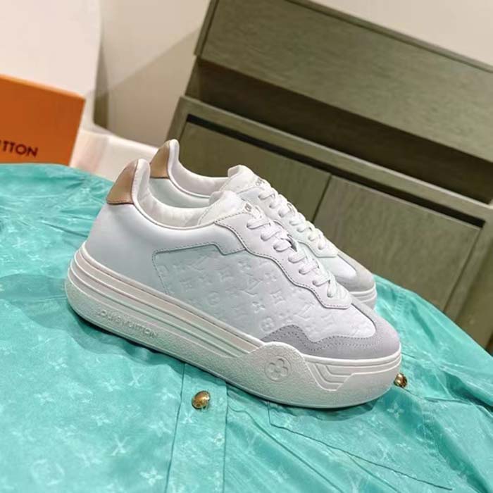 Louis Vuitton Unisex LV Groovy Platform Sneaker White Monogram Calf Leather 1ACHGK