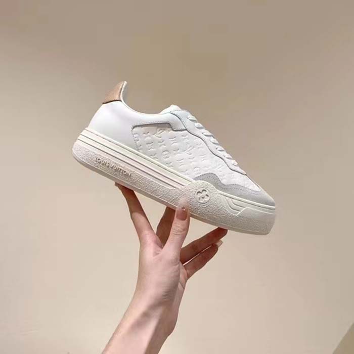 Louis Vuitton Unisex LV Groovy Platform Sneaker White Monogram Calf Leather 1ACHGK