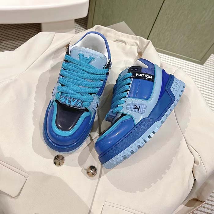 Louis Vuitton Unisex LV Trainer Maxi Sneaker Blue Lasered Monogram Canvas 1ACF7M