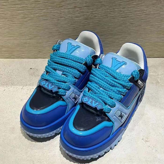 Louis Vuitton Unisex LV Trainer Maxi Sneaker Blue Lasered Monogram Canvas 1ACF7M