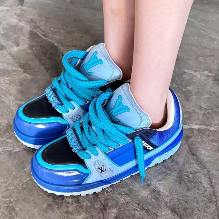 Louis Vuitton Unisex LV Trainer Maxi Sneaker Blue Lasered Monogram Canvas 1ACF7M