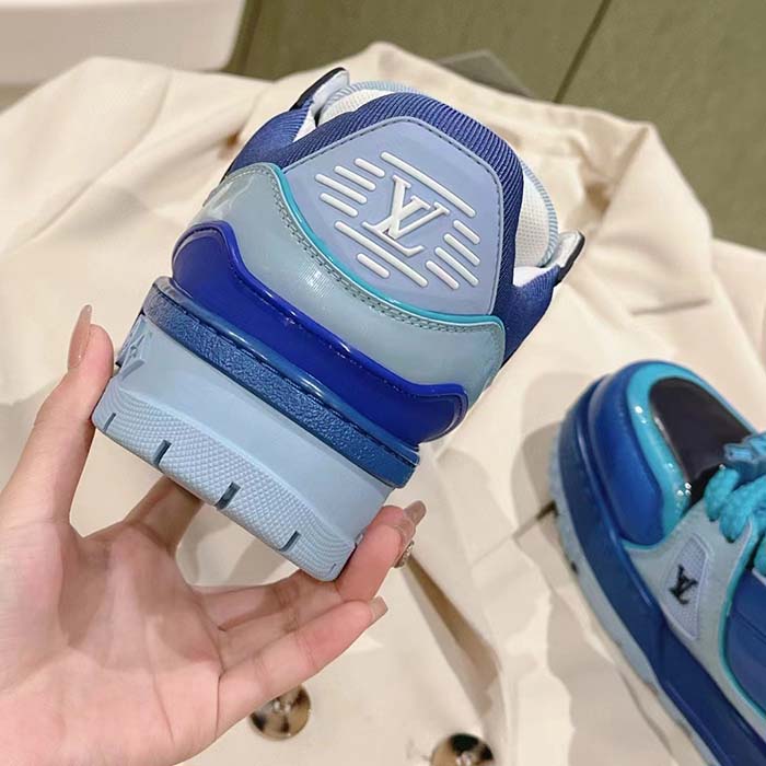 Louis Vuitton Unisex LV Trainer Maxi Sneaker Blue Lasered Monogram Canvas 1ACF7M