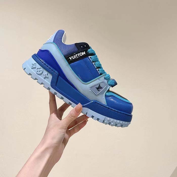 Louis Vuitton Unisex LV Trainer Maxi Sneaker Blue Lasered Monogram Canvas 1ACF7M