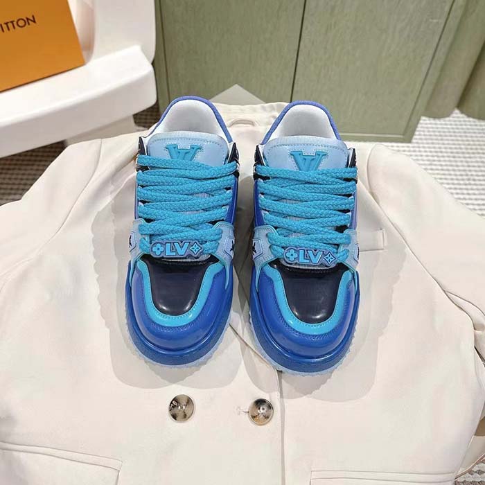 Louis Vuitton Unisex LV Trainer Maxi Sneaker Blue Lasered Monogram Canvas 1ACF7M
