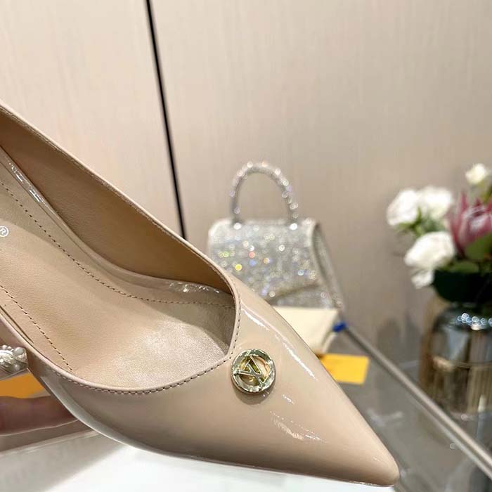 Louis Vuitton Women LV Blossom Pump Beige Patent Lambskin Leather Outsole 7.5 CM Heel