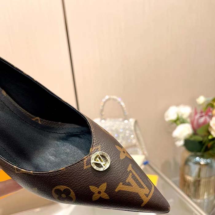 Louis Vuitton Women LV Blossom Pump Brown Monogram Flower Canvas 7.5 CM Heel
