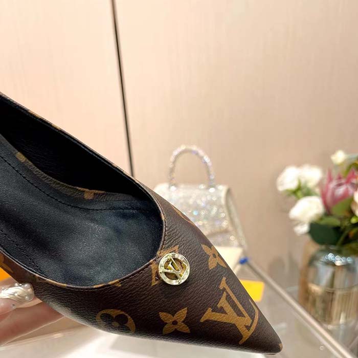 Louis Vuitton Women LV Blossom Pump Brown Monogram Flower Canvas Low Heel