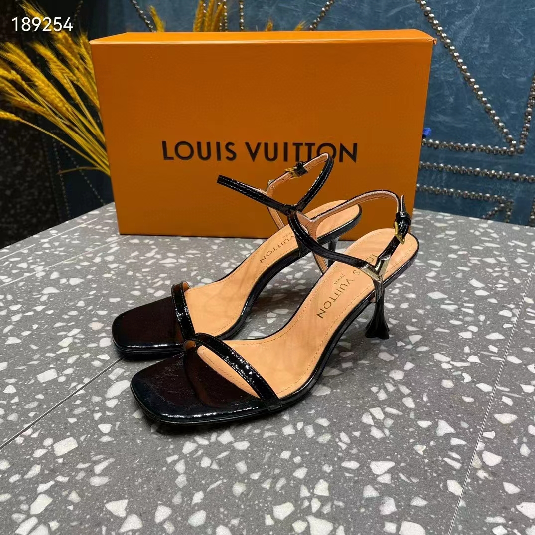 Louis Vuitton Women LV Blossom Sandal Black Patent Calf Leather 1AC8BV