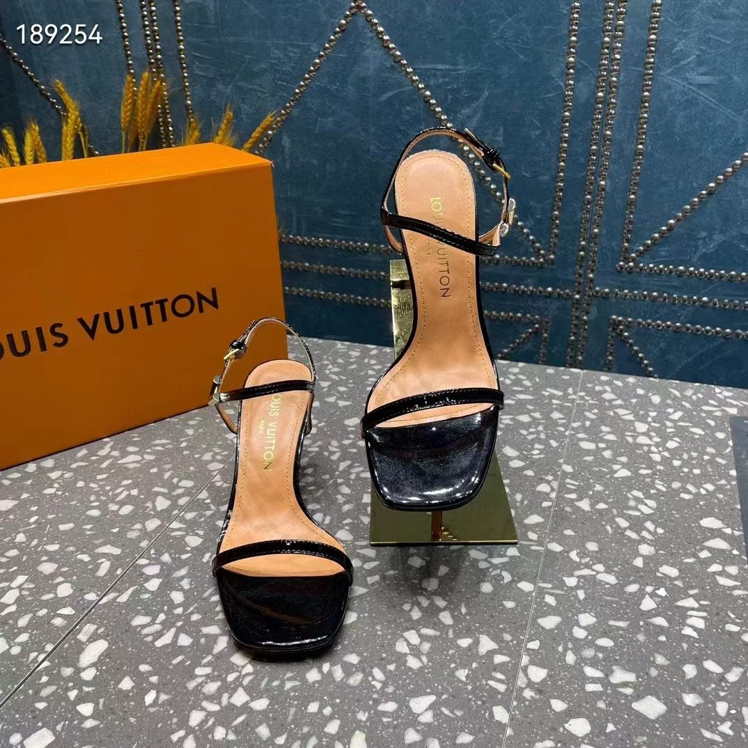 Louis Vuitton Women LV Blossom Sandal Black Patent Calf Leather 1AC8BV
