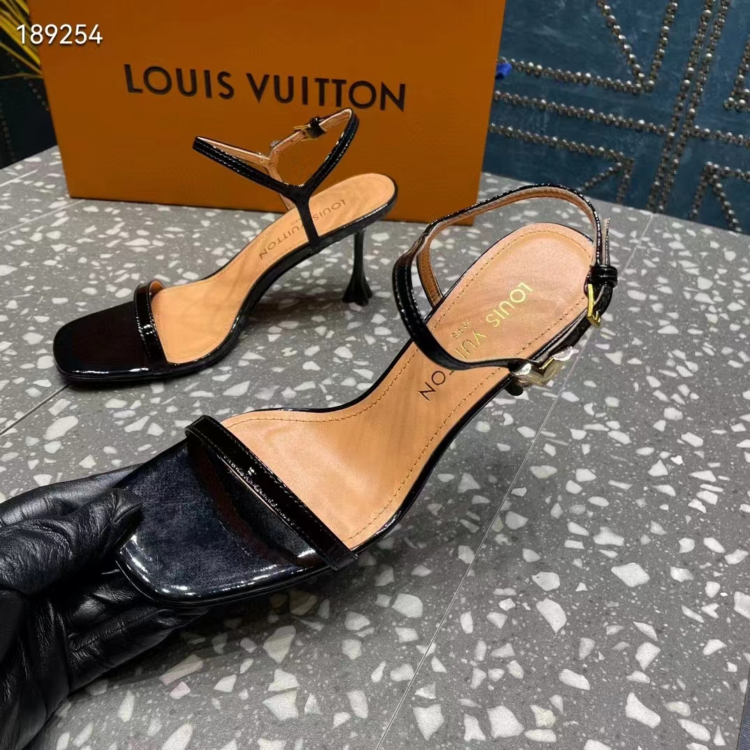 Louis Vuitton Women LV Blossom Sandal Black Patent Calf Leather 1AC8BV