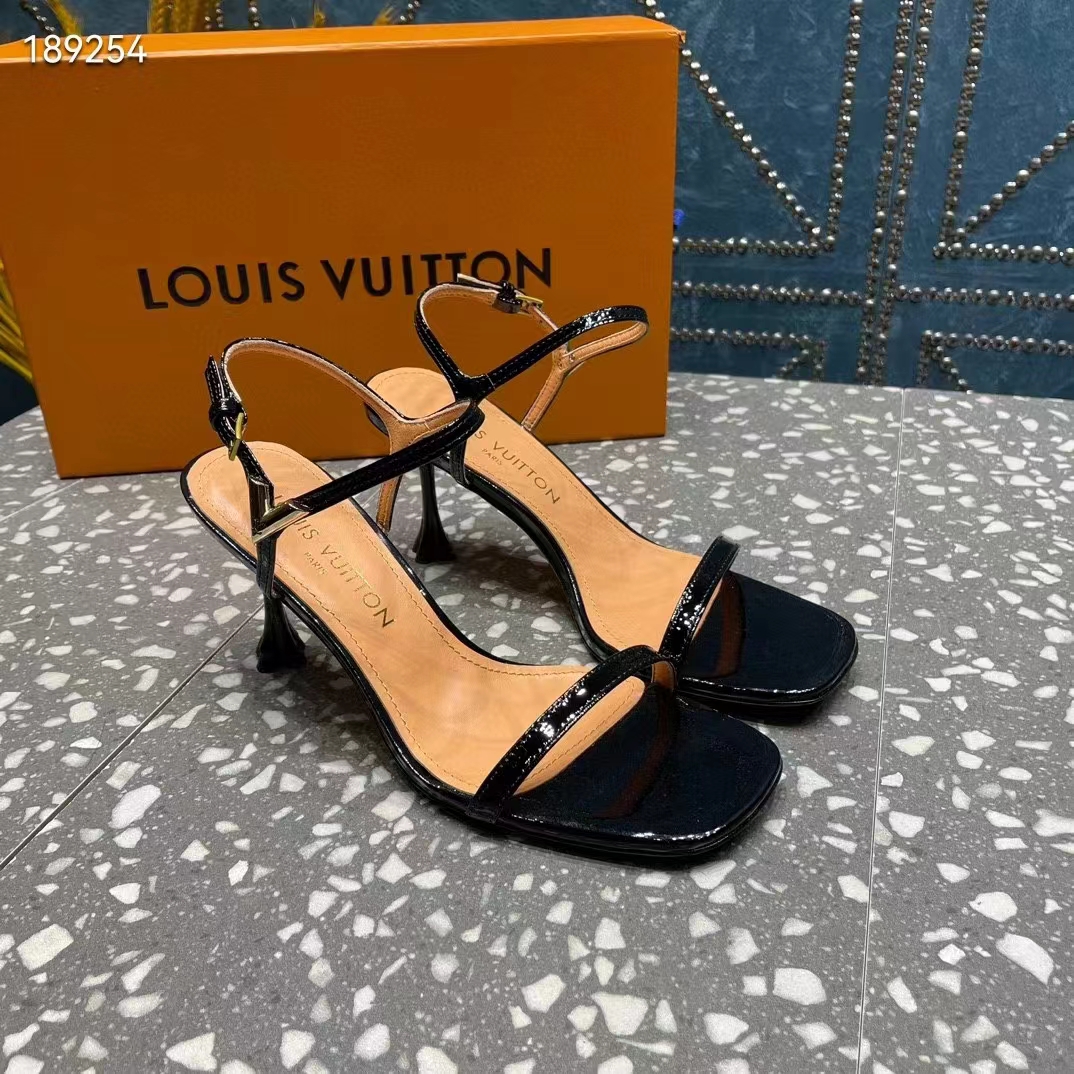 Louis Vuitton Women LV Blossom Sandal Black Patent Calf Leather 1AC8BV
