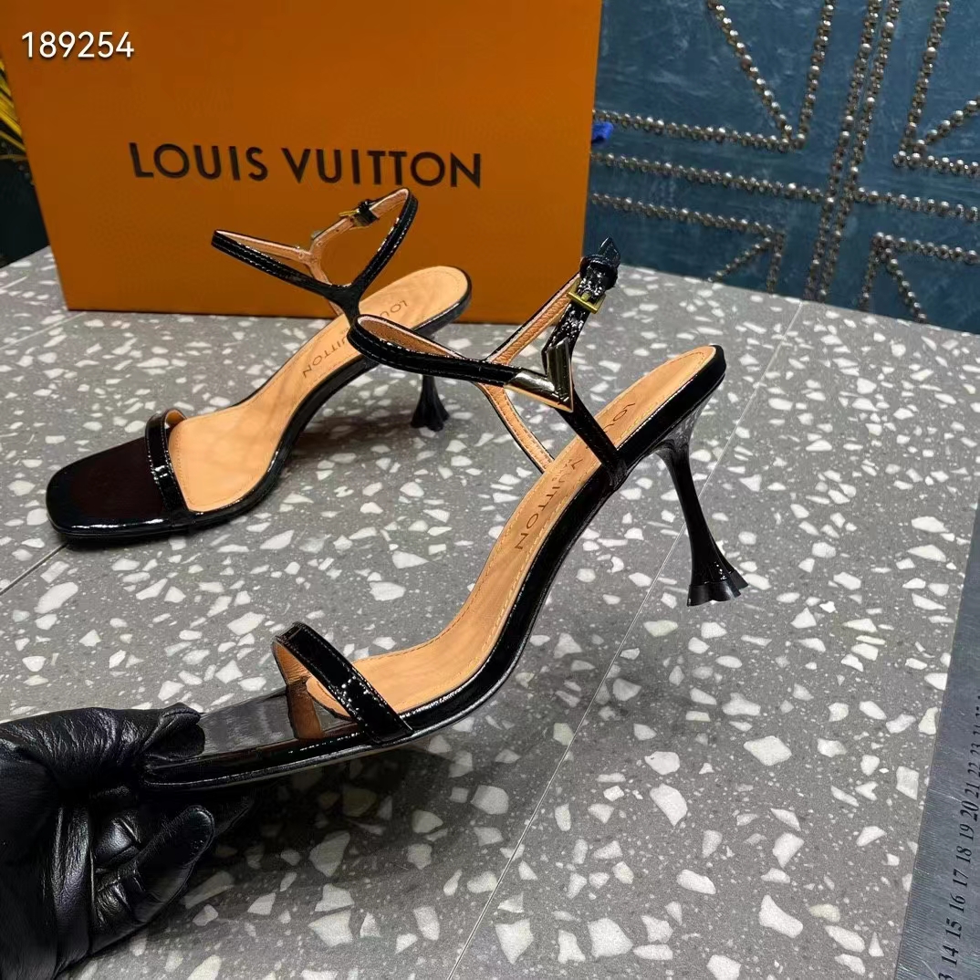 Louis Vuitton Women LV Blossom Sandal Black Patent Calf Leather 1AC8BV