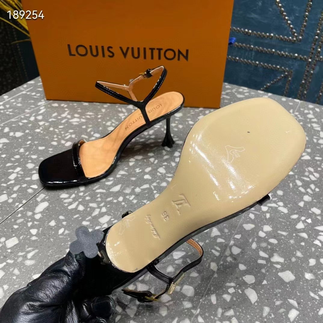 Louis Vuitton Women LV Blossom Sandal Black Patent Calf Leather 1AC8BV