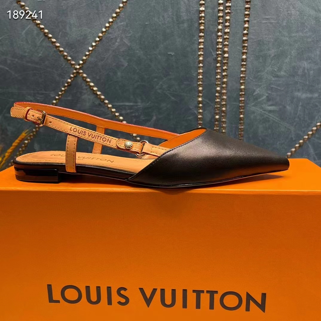 Louis Vuitton Women LV Blossom Slingback Flat Ballerina Black Lambskin 1ACAXC
