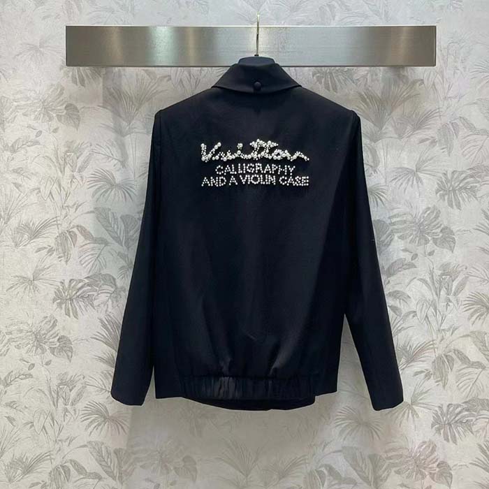 Louis Vuitton Women LV Embellished Wool Blouson Regular Fit Black 1AF997