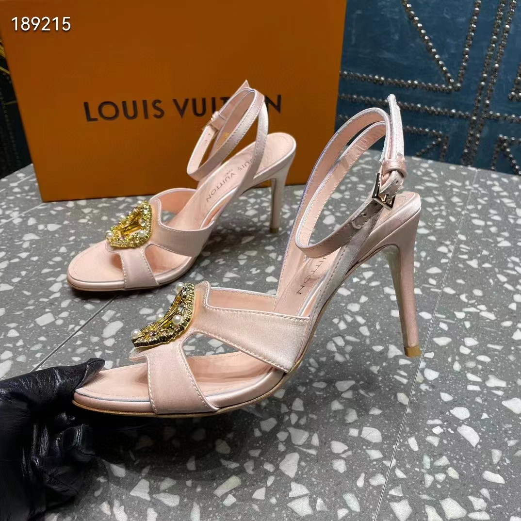 Louis Vuitton Women LV Met Sandal Nude Pink Satin Leather 1ACAJ2