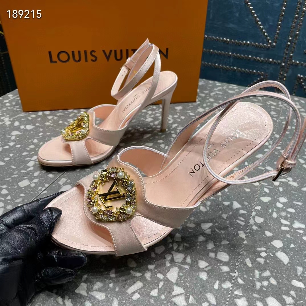 Louis Vuitton Women LV Met Sandal Nude Pink Satin Leather 1ACAJ2