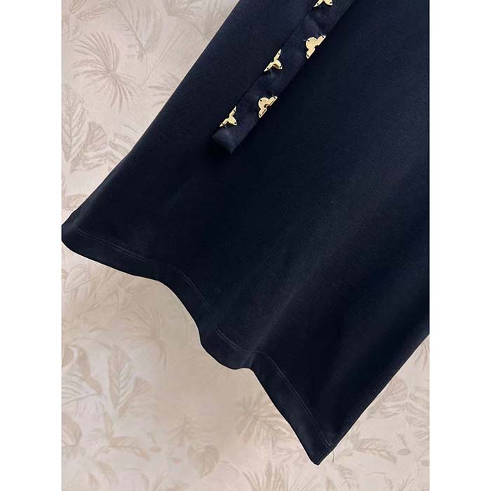 Louis Vuitton Women LV Monogram Accent Lavaliere T-Shirt Cotton Black