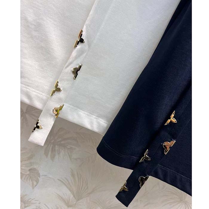 Louis Vuitton Women LV Monogram Accent Lavaliere T-Shirt Cotton Black