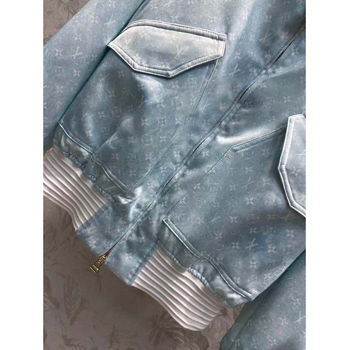 Louis Vuitton Men LV Monogram Cloud Bomber Jacket Silk Sky Blue 1AC0M5
