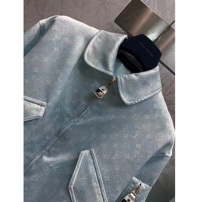 Louis Vuitton Men LV Monogram Cloud Bomber Jacket Silk Sky Blue 1AC0M5