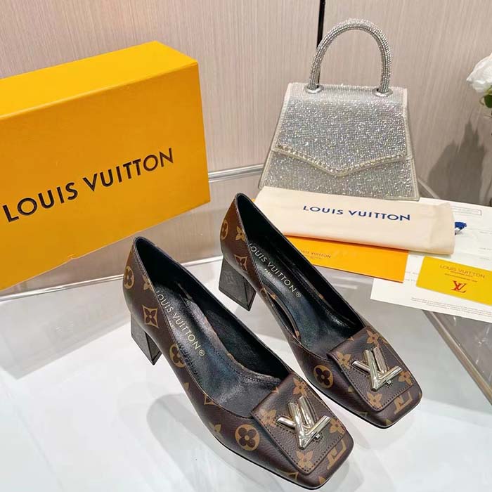 Louis Vuitton Women LV Pump Brown Monogram Flower Canvas