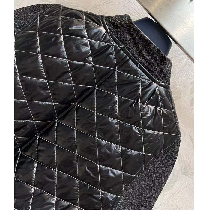Louis Vuitton Women LV Quilted Malletage Bomber Jacket Black Regular Fit 1AFFP8