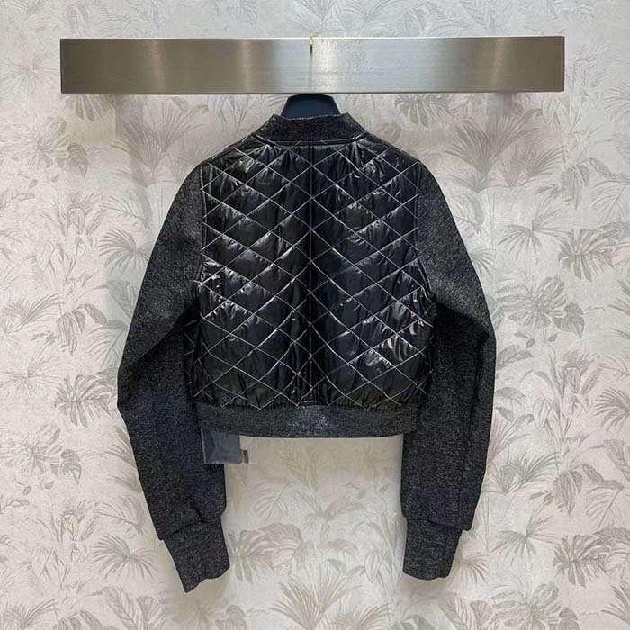 Louis Vuitton Women LV Quilted Malletage Bomber Jacket Black Regular Fit 1AFFP8