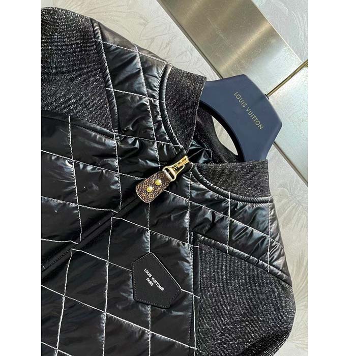 Louis Vuitton Women LV Quilted Malletage Bomber Jacket Black Regular Fit 1AFFP8
