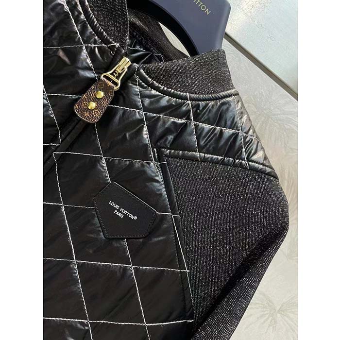 Louis Vuitton Women LV Quilted Malletage Bomber Jacket Black Regular Fit 1AFFP8