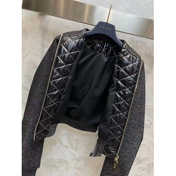 Louis Vuitton Women LV Quilted Malletage Bomber Jacket Black Regular Fit 1AFFP8
