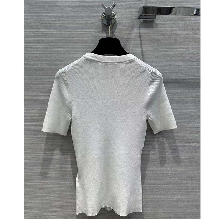 Louis Vuitton Women LV Ribbed Knit Top Wool Cashmere Milky White 1AC4GM