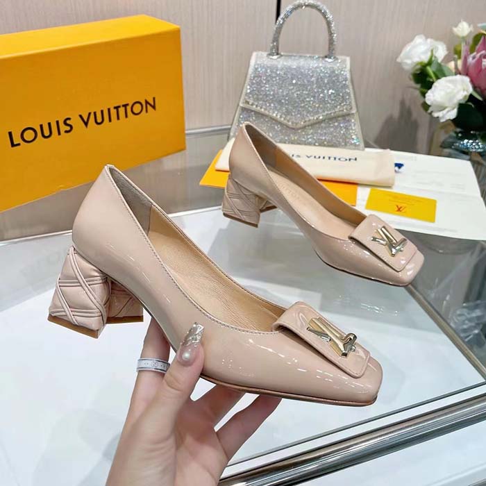 Louis Vuitton Women LV Shake Pump Beige Patent Calf Leather