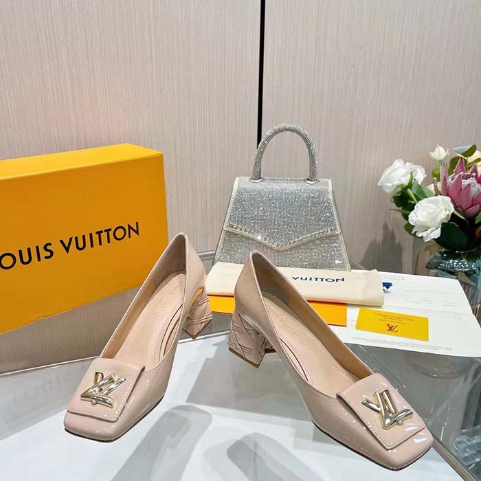Louis Vuitton Women LV Shake Pump Beige Patent Calf Leather