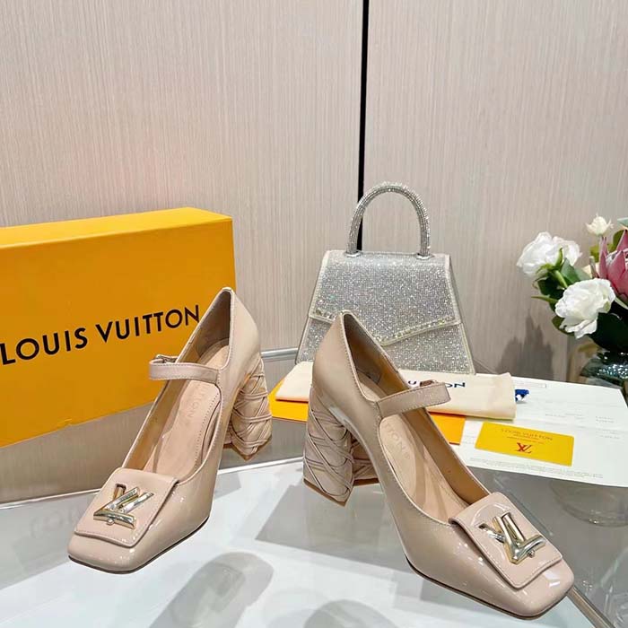 Louis Vuitton Women LV Shake Pump Beige Patent Calf Leather 9.5 CM Heel