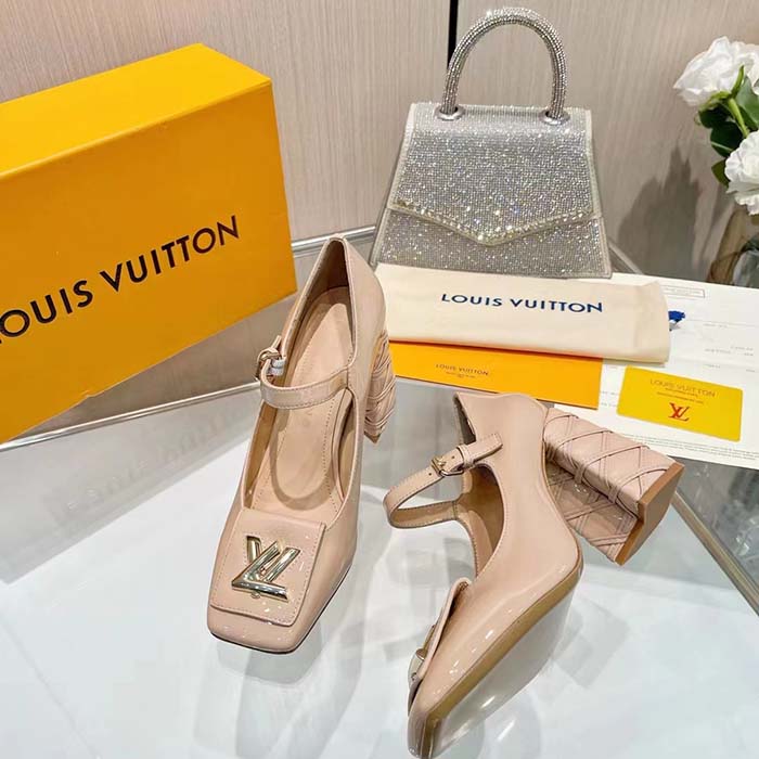 Louis Vuitton Women LV Shake Pump Beige Patent Calf Leather 9.5 CM Heel