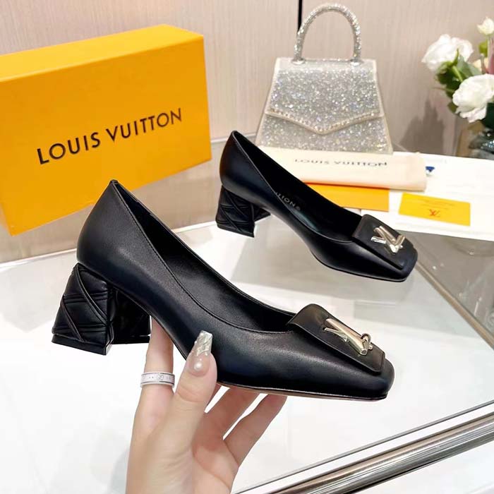 Louis Vuitton Women LV Shake Pump Black Calf Leather 5.5 CM Heel