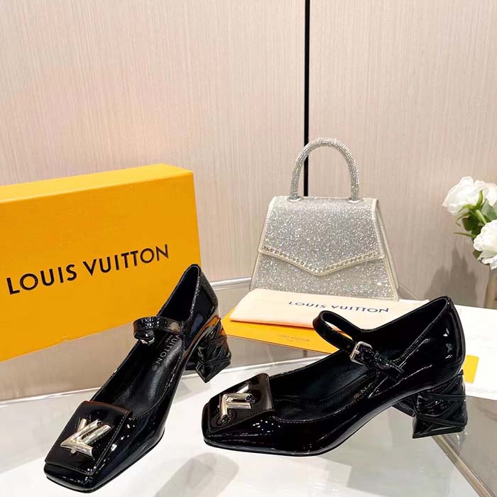 Louis Vuitton Women LV Shake Pump Black Patent Calf Leather 5.5 CM Heel