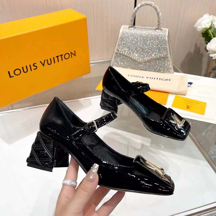 Louis Vuitton Women LV Shake Pump Black Patent Calf Leather 5.5 CM Heel