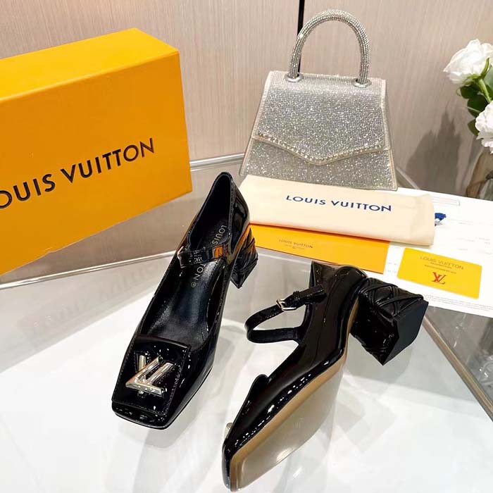 Louis Vuitton Women LV Shake Pump Black Patent Calf Leather 5.5 CM Heel