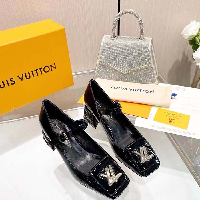 Louis Vuitton Women LV Shake Pump Black Patent Calf Leather 5.5 CM Heel