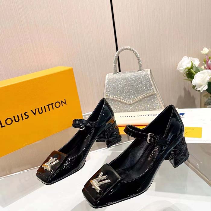 Louis Vuitton Women LV Shake Pump Black Patent Calf Leather 5.5 CM Heel